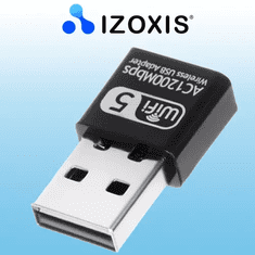 Izoxis USB Adaptér WIFI 1200Mbps, Mini Rozměr, Dvou Frekvenční Provoz 2,4 GHz / 5 GHz, Černý