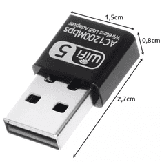 Izoxis USB Adaptér WIFI 1200Mbps, Mini Rozměr, Dvou Frekvenční Provoz 2,4 GHz / 5 GHz, Černý