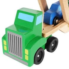 Kruzzel Dřevěný skládací náklaďák s odtahovkou a sadou 4 aut, rozměry 32 x 7,3 x 16,5 cm, hmotnost 650 g