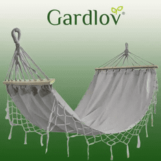 Gardlov Velká Zahradní Houpací Síť 200x100cm, Šedá, Bavlna s Polyesterem, Maximální Zatížení 200kg