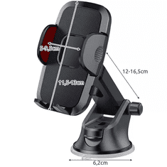 Xtrobb Držák na telefon do auta, černý plast, otáčení 360°, pro smartphony 4-7 palců