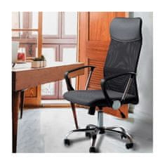 Flor de Cristal Otočná kancelářská židle s mikromřížkou, černá, maximální zatížení 120 kg, výška 120 cm