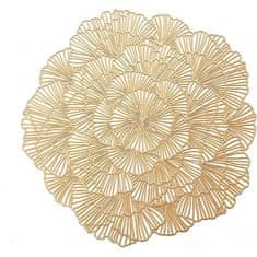 Flor de Cristal Zlatá Ažurová Podložka na Stůl 38 cm, PVC Materiál, Hmotnost 100g