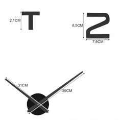 Ruhhy DIY Nástěnné hodiny v Loft stylu, černé, průměr 60-130 cm, materiál EVA pěna + akryl