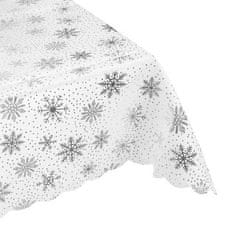 Ruhhy Vánoční ubrus s motivem sněhových vloček, bílá a stříbrná, polyester, 180x140 cm
