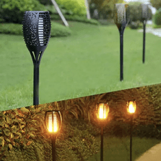 Gardlov Solární zahradní lampa LED s efektem hořícího plamene, 4 ks, teplá bílá, 7 x 51 cm