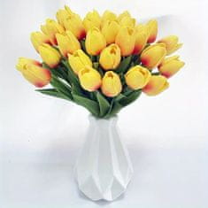 Flor de Cristal Umělá rostlina Tulipán, žluté a zelené odstíny, materiál PU, výška 36 cm