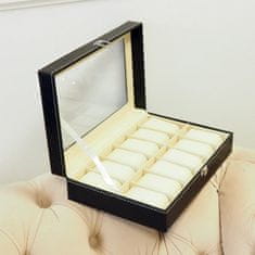Flor de Cristal Krabička na 12 hodinek s kovovým zámkem, krémový vnitřek, 30.2x20.2x7.8 cm