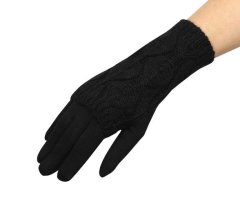 Trizand Univerzální dotykové rukavice R6413, černé, polyester/bavlna, 24/10cm