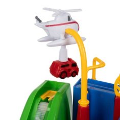 Kruzzel Překážková dráha pro auta s pohyblivými prvky, 4 vozidla a vrtulník, vícebarevná, plastová, 27 x 27 x 18,5 cm