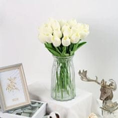 Flor de Cristal Umělá rostlina Tulipán, bílo-zelená, materiál PU, výška 36 cm