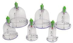 Soulima Čínské vakuové bubliny pro masáže a terapie, 12 ks různých velikostí, plast, hmotnost sady 350 g