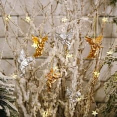 Flor de Cristal Zlaté Visející Ozdoby - Sada 6 Anjelů na Vánoční Stromek, Délka 6 cm, Průměr 4 cm