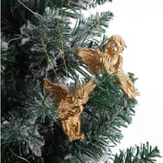Flor de Cristal Zlaté Visející Ozdoby - Sada 6 Anjelů na Vánoční Stromek, Délka 6 cm, Průměr 4 cm