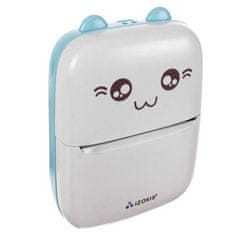 Izoxis Přenosná mini fototiskárna 22272 s Bluetooth, bílo-modrá, plastová, rozměry 11 x 7,8 x 3,7 cm