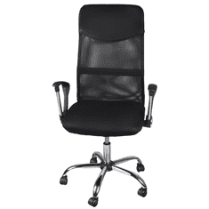 Malatec Otočná kancelářská židle MESH, černá, síťovina + výplň, chromovaná ocel + plast