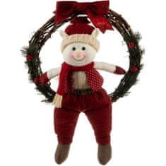 Ruhhy Vánoční věnec na dveře "Elf" 22350, bílá/červená/hnědá/zelená, dřevo/plast/polyester, 36x55x10 cm