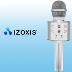 Izoxis Multifunkční Karaoke Mikrofon s Reproduktorem, Stříbrný, Bluetooth 4.0, Vestavěná Baterie 1200mAh