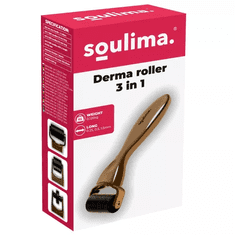 Soulima Derma váleček 3v1 , titanové jehly 0,25/0,5/1,5 mm, rozměry v pouzdře 16x4.5x4 cm