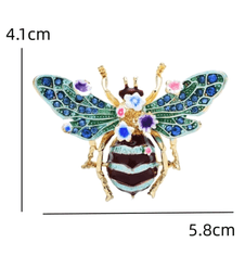 Camerazar Elegantní smaltovaná brož s květinami a zirkony, stříbrná, velkost 5x3 cm