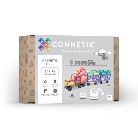 Connetix Tiles Magnetická stavebnice Pastel Transport (50 ks)