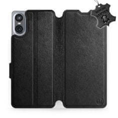 Mobiwear Kožené knížkové flip pouzdro - Sony Xperia 10 VI - Černé - L_BLS