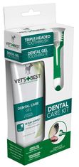 4DOGS Vet's Best Dental Gel + Kartáček Sada Adult