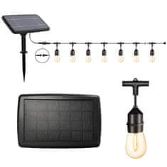 Timeless Tools Venkovní solární dekorační řetěz s 15 LED žárovkami E27, 15 m