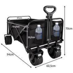 Gardlov 23084 Zahradní přepravní vozík skládací, 100 kg, 98 l, 94 x 60,5 x 70 cm, černá