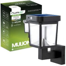 LUMILED Solární zahradní lampa LED fasádní nástěnné svítidlo MULION 4000K IP44 PIR