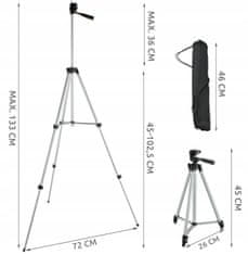 ISO 6067 Hliníkový stativ s bluetooth ovladačem 133 cm