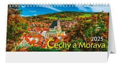Kalendář 2025 Čechy a Morava, stolní, 29,7 x 13,8 cm
