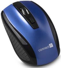 Connect IT Bezdrátová počítačová myš CI 1225 / optická / 4 tlačítka / 1600dpi - modrá