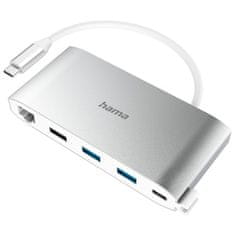 Hama USB Hub Multiport, 8 připojení, 3x USB-A, 2x USB-C, VGA, HDMI, LAN