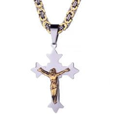 IZMAEL Pánský náhrdelník Loyal Cross-Zlatá/Stříbrná KP32537