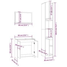 Vidaxl 3dílný set koupelnového nábytku šedý sonoma kompozitní dřevo