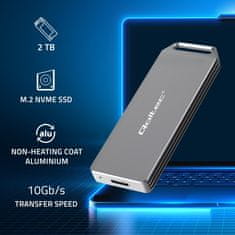 Qoltec Hliníkový Kryt SSD M.2 USB-C | 2TB | 10Gb/s