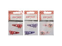 ZANSOT 3x Zansot Dětská Sponka na vlasy 2 ks, růžová+červená+fialová