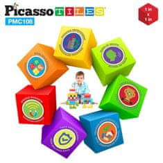PicassoTiles Pixelové magnetické puzzle kostky, 108 dílků
