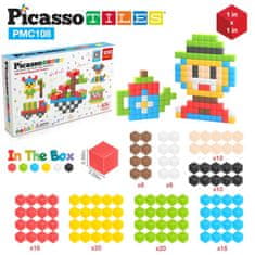 PicassoTiles Pixelové magnetické puzzle kostky, 108 dílků