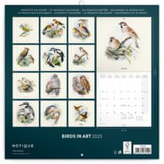 Presco Publishing NOTIQUE Poznámkový kalendář Ptáčci 2025, 30 x 30 cm