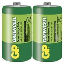 GP Zinková baterie Greencell C, R14, 1,5V, 2 ks