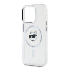 Karl Lagerfeld  IML Choupette Head Metal Frame MagSafe Zadní Kryt pro iPhone 15 Pro Transparent