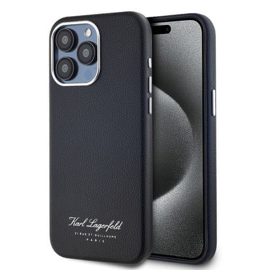 Karl Lagerfeld  Grained PU Hotel RSG Zadní Kryt pro iPhone 15 Pro Max Black