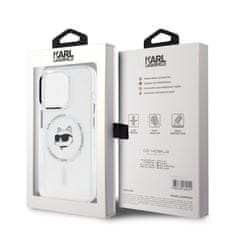 Karl Lagerfeld  IML Choupette Head Metal Frame MagSafe Zadní Kryt pro iPhone 15 Pro Max Transparent