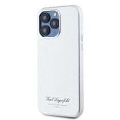 Karl Lagerfeld  Grained PU Hotel RSG Zadní Kryt pro iPhone 15 Pro White