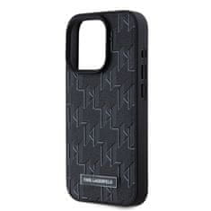 Karl Lagerfeld  PU Leather Monogram Metal Logo Magsafe Zadní Kryt pro iPhone 15 Pro Max Black