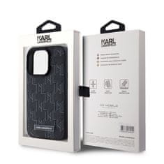 Karl Lagerfeld  PU Leather Monogram Metal Logo Magsafe Zadní Kryt pro iPhone 15 Pro Max Black