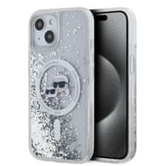 Karl Lagerfeld  Liquid Glitter Karl and Choupette Heads MagSafe Zadní Kryt pro iPhone 15 Transparent