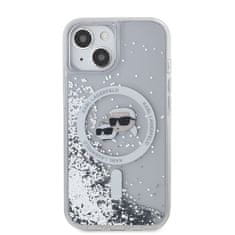 Karl Lagerfeld  Liquid Glitter Karl and Choupette Heads MagSafe Zadní Kryt pro iPhone 15 Transparent